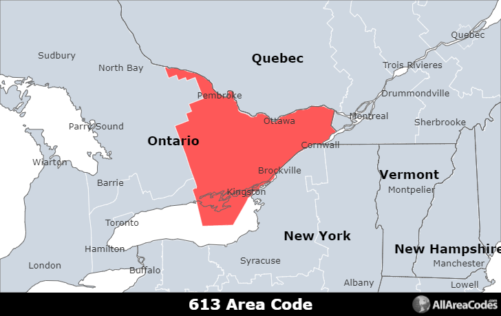 area code 613 in usa