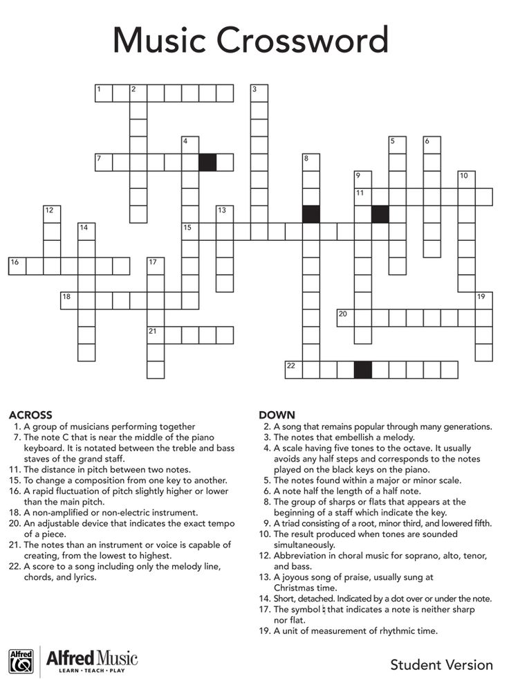 be silent in music crossword