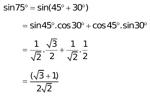 sin 75 value in fraction