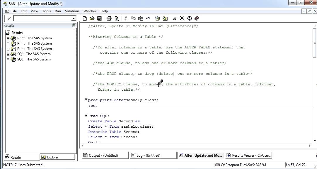 proc sql update