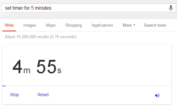 5 minute timer google