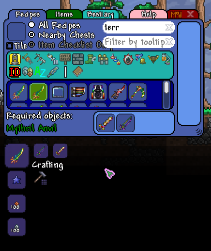 terraria mod recipe browser