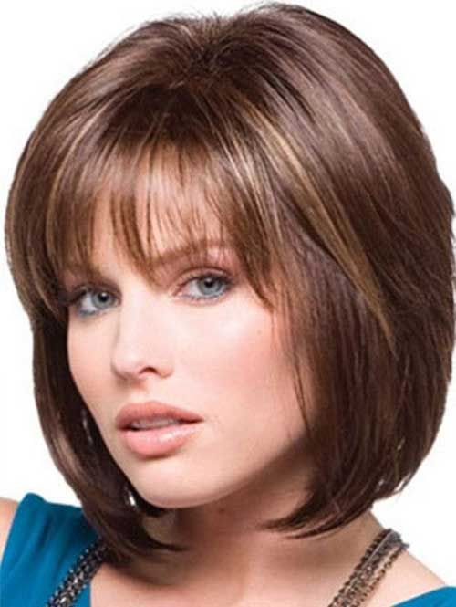 medium layered bob with bangs