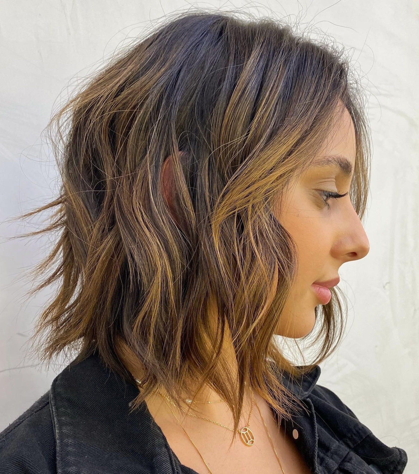 long bob with choppy layers