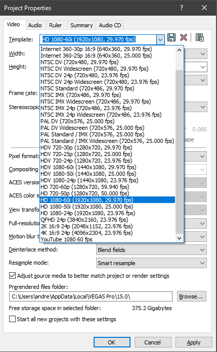 sony vegas 15 render settings