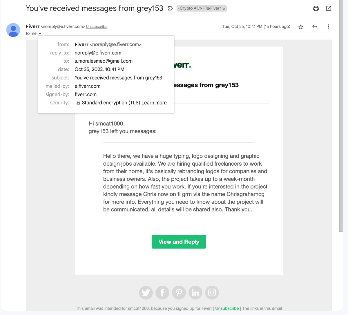 fiverr unable to send your message