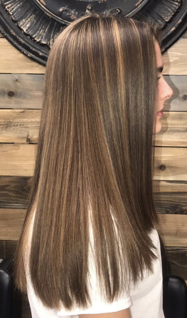 brown hair with highlights straight