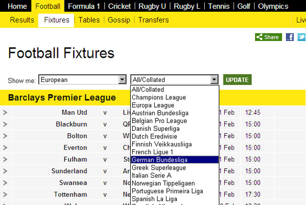 bbc sport football results