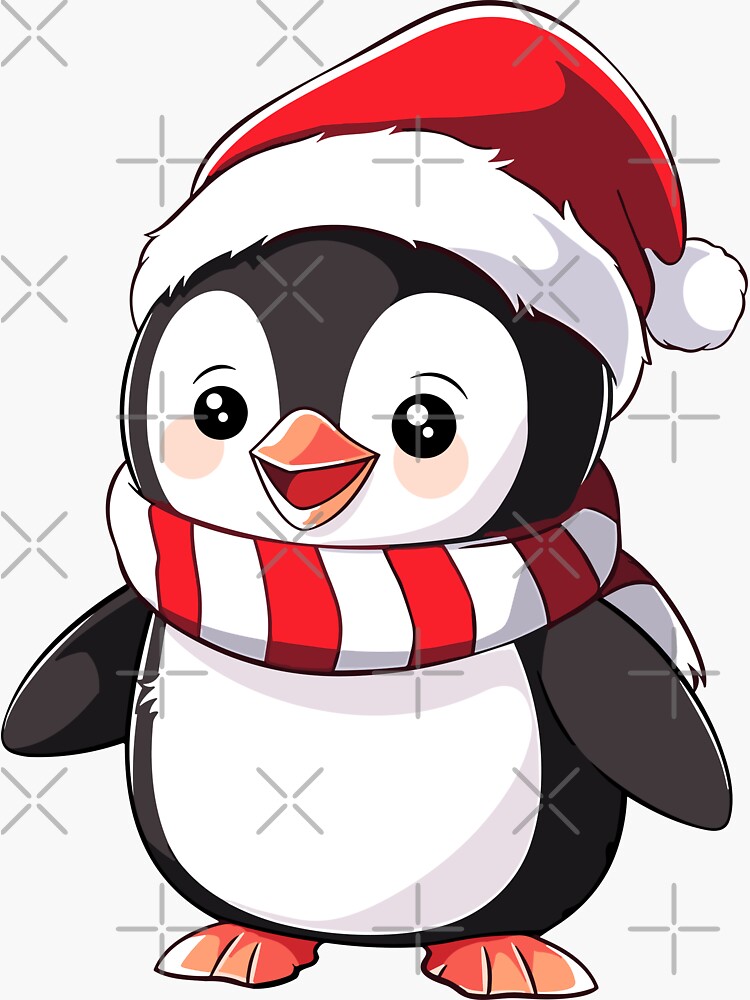 penguin with a santa hat