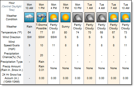 hour by hour weather