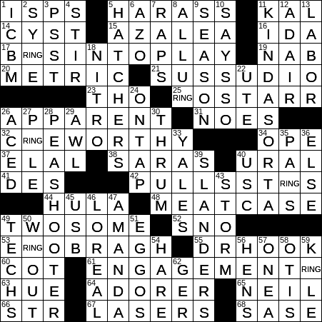 engagement ring nyt crossword