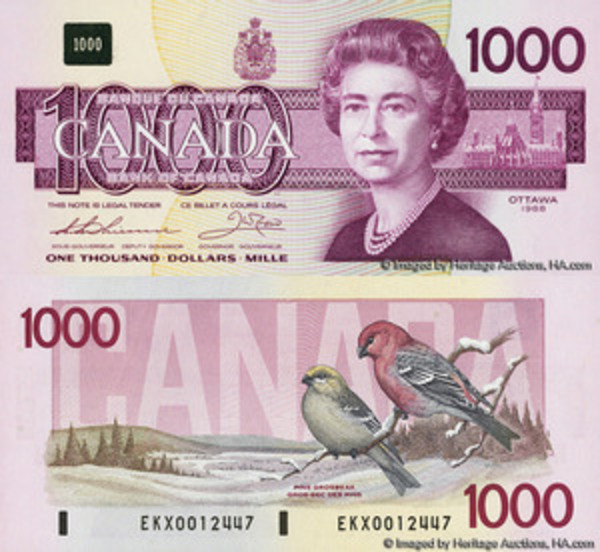 1000 dollar bill in canada