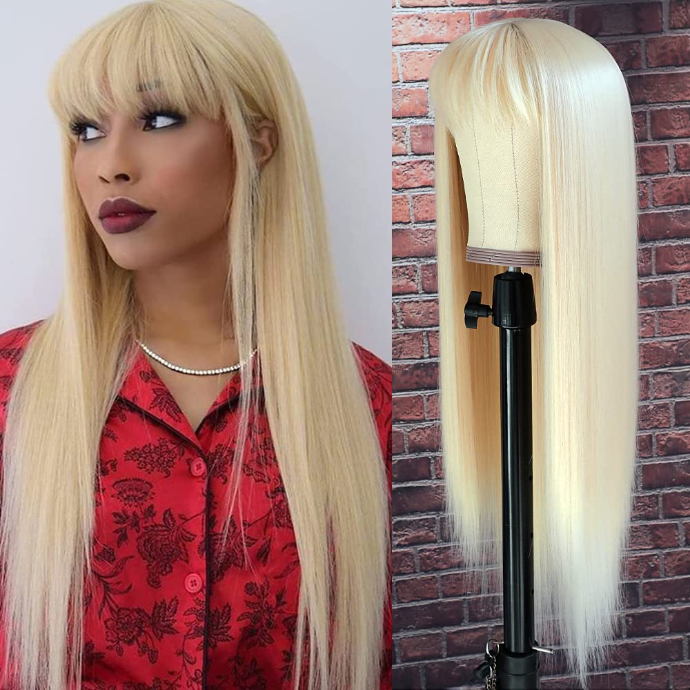 blonde hair wigs with bangs