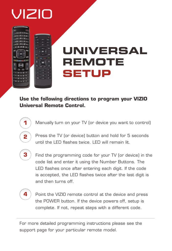 vizio tv remote codes directv