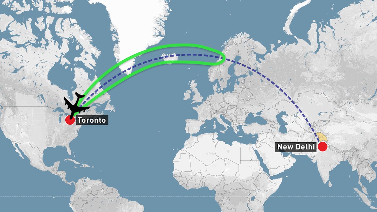 india to canada flight distance