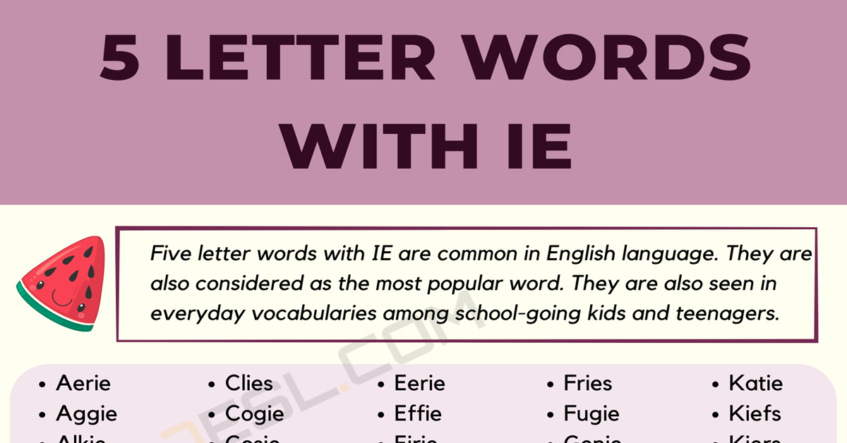 5 letter words end with ie