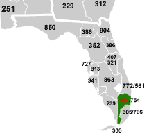 telephone area code 954