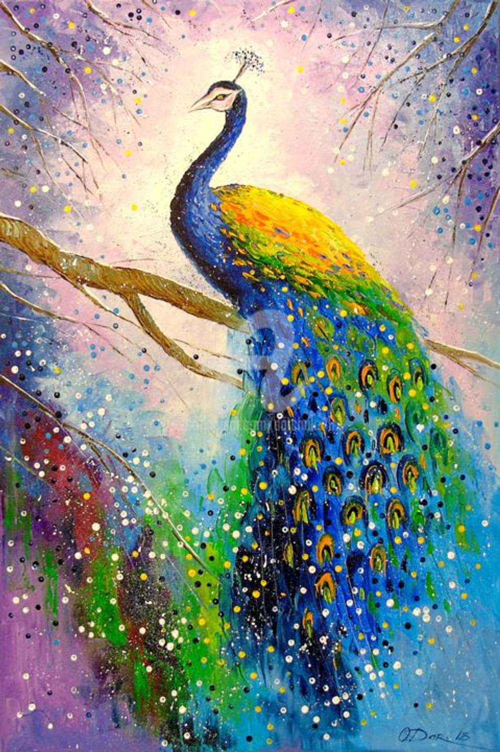 peacock canvas painting