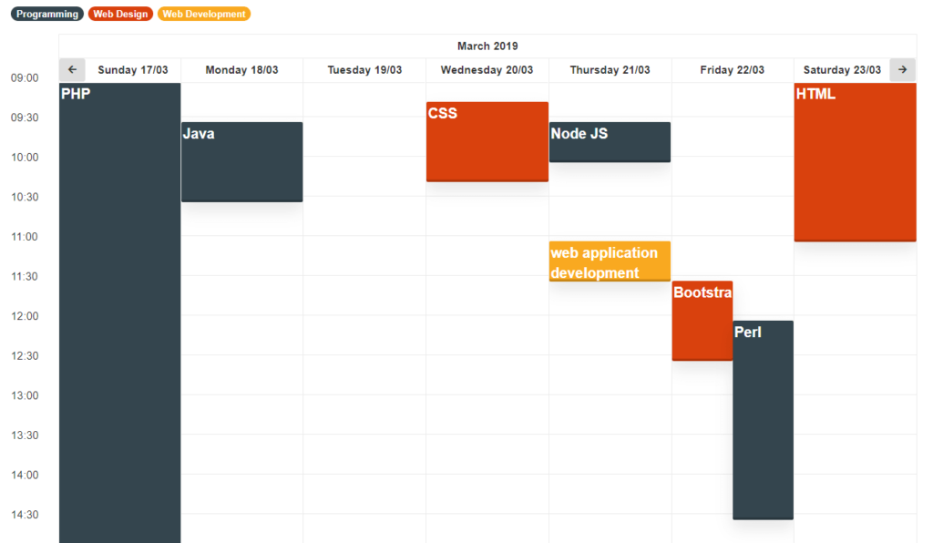 php event calendar with mysql database