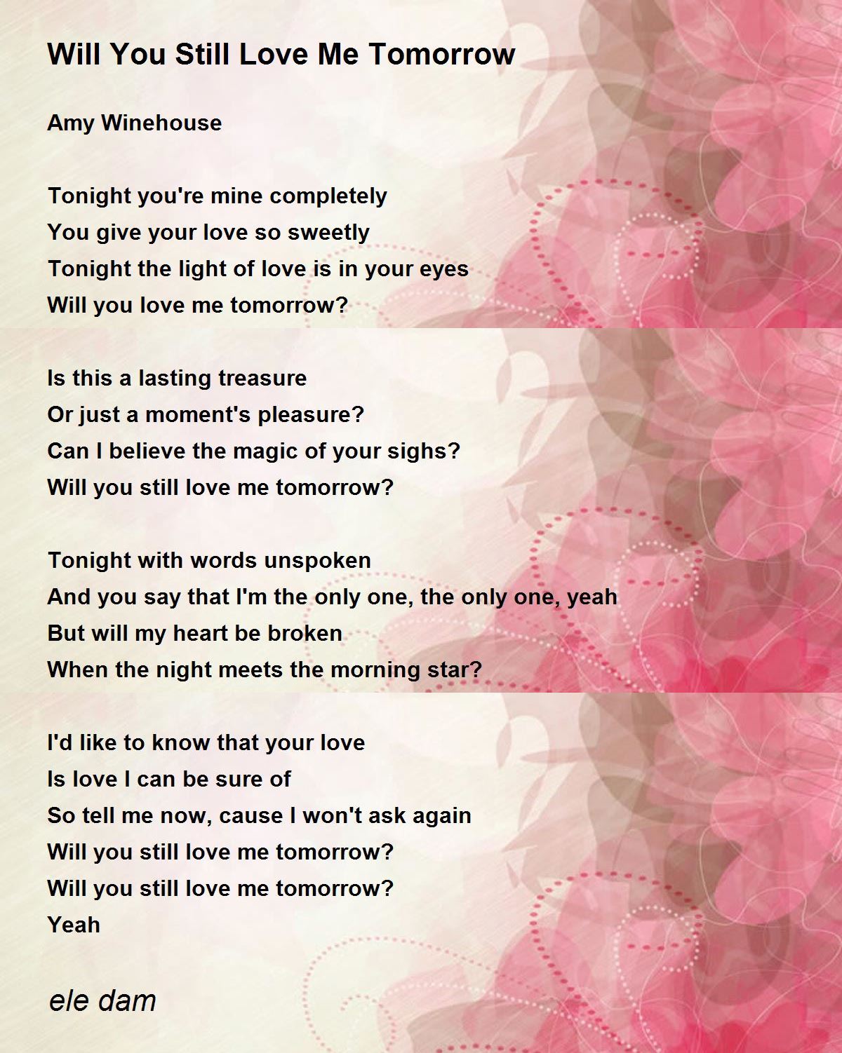 lyrics will you still love me tomorrow