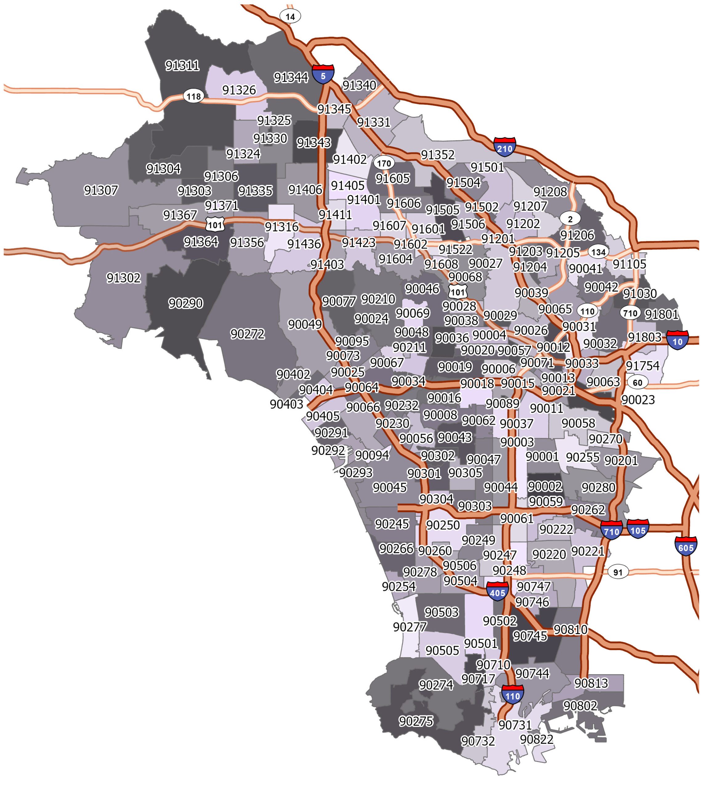 los angeles ca united states zip code