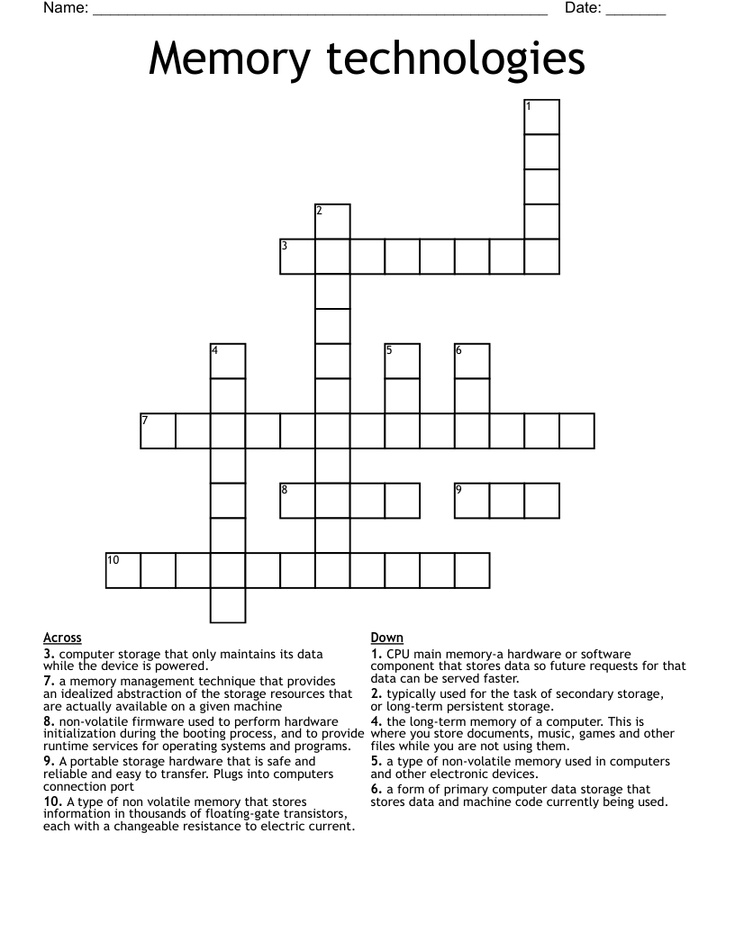 plug in memory crossword