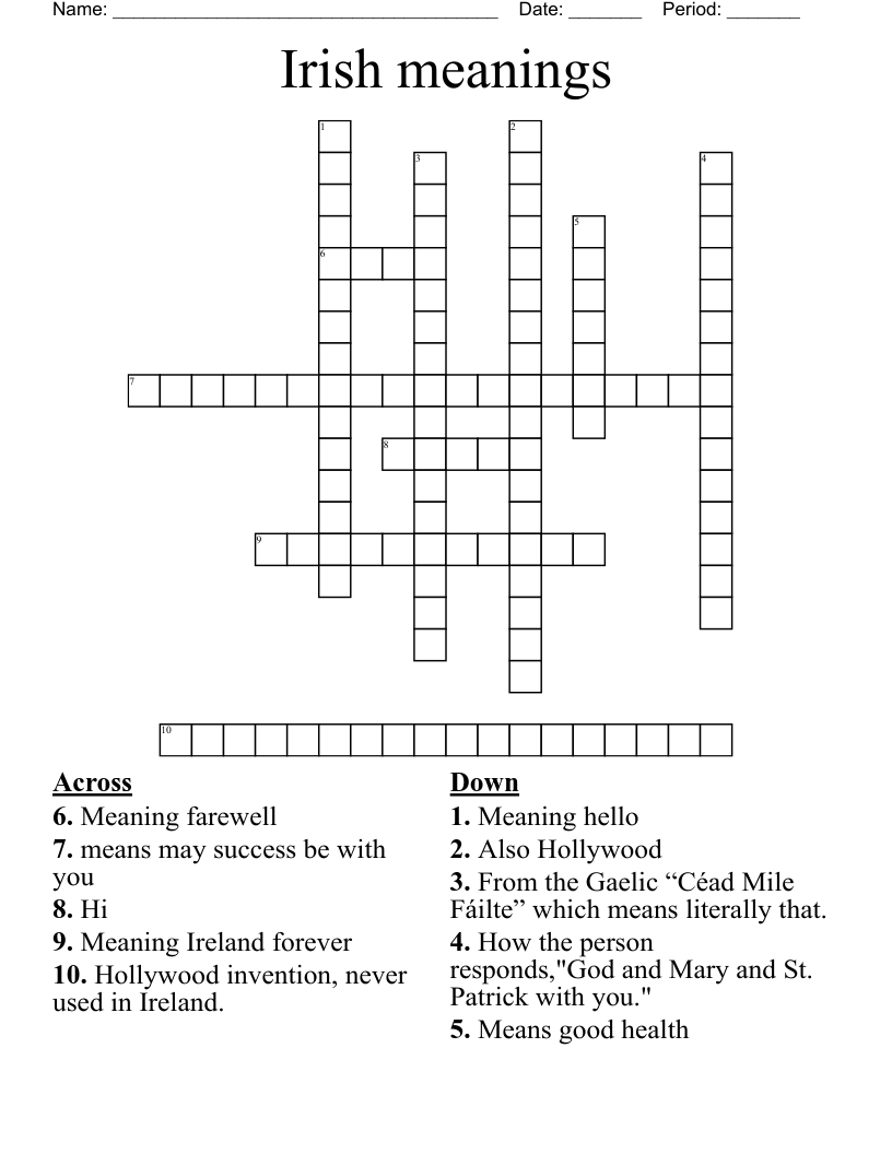 irish gaelic crossword