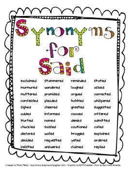 said synonym list