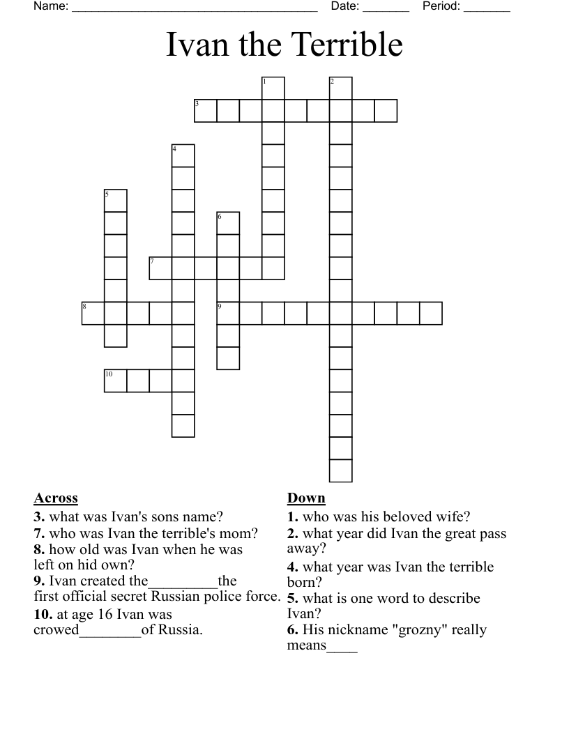 the terrible twos for example crossword