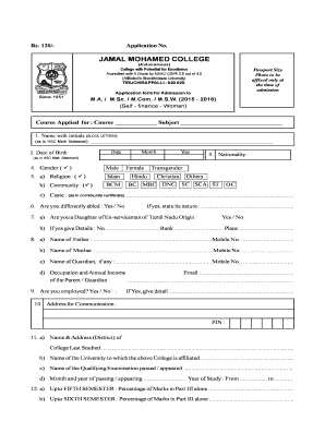 jamal mohamed college application form 2022