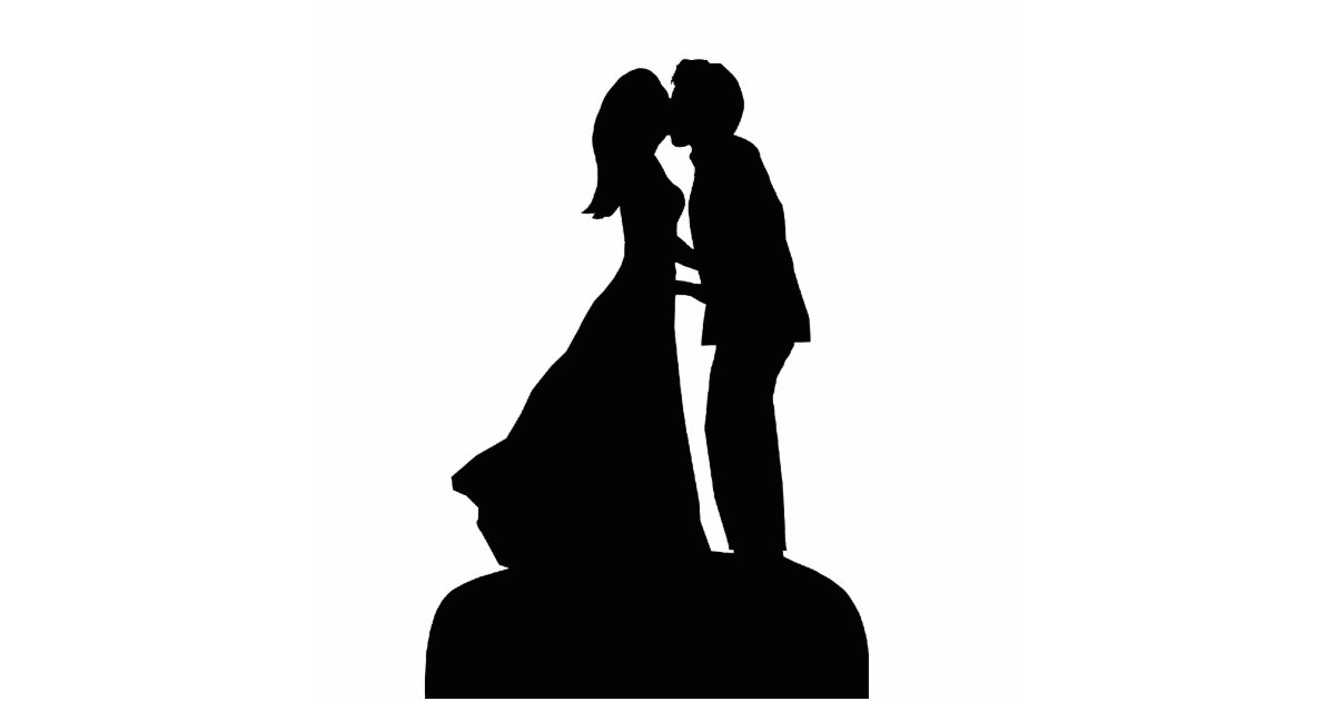 bride and groom kissing silhouette