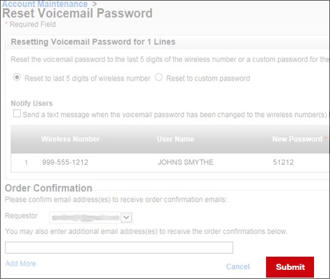 verizon password for voicemail