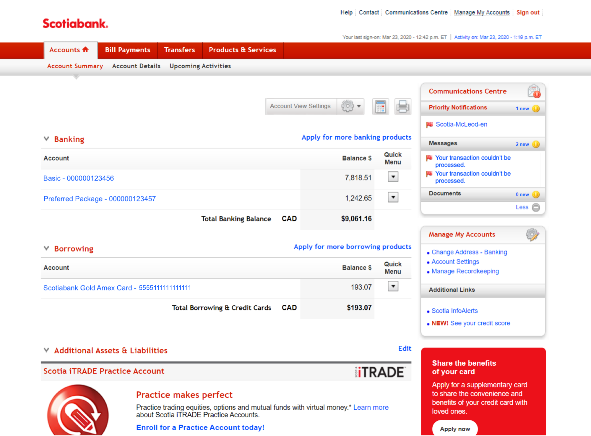 scotiabank online personal banking