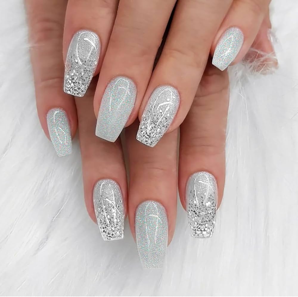 silver acrylic nails