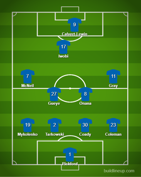 everton vs arsenal lineups