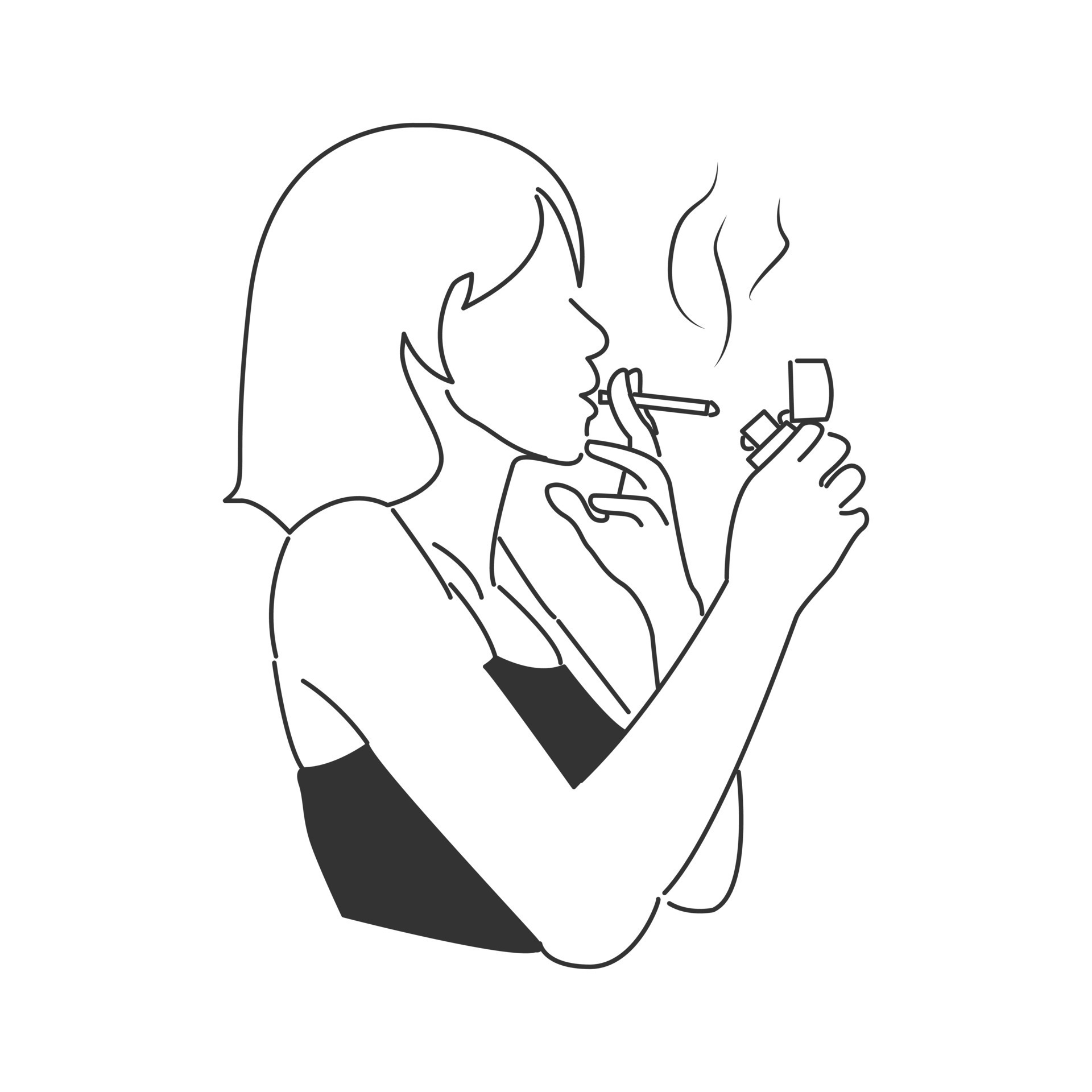 girl smoking drawing