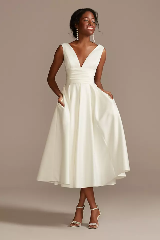 a line tea length dress