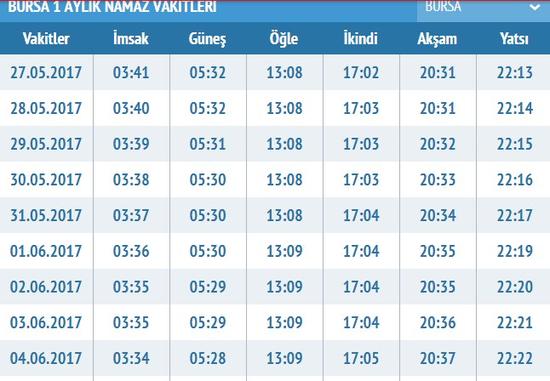 ikindi ezanı bursa