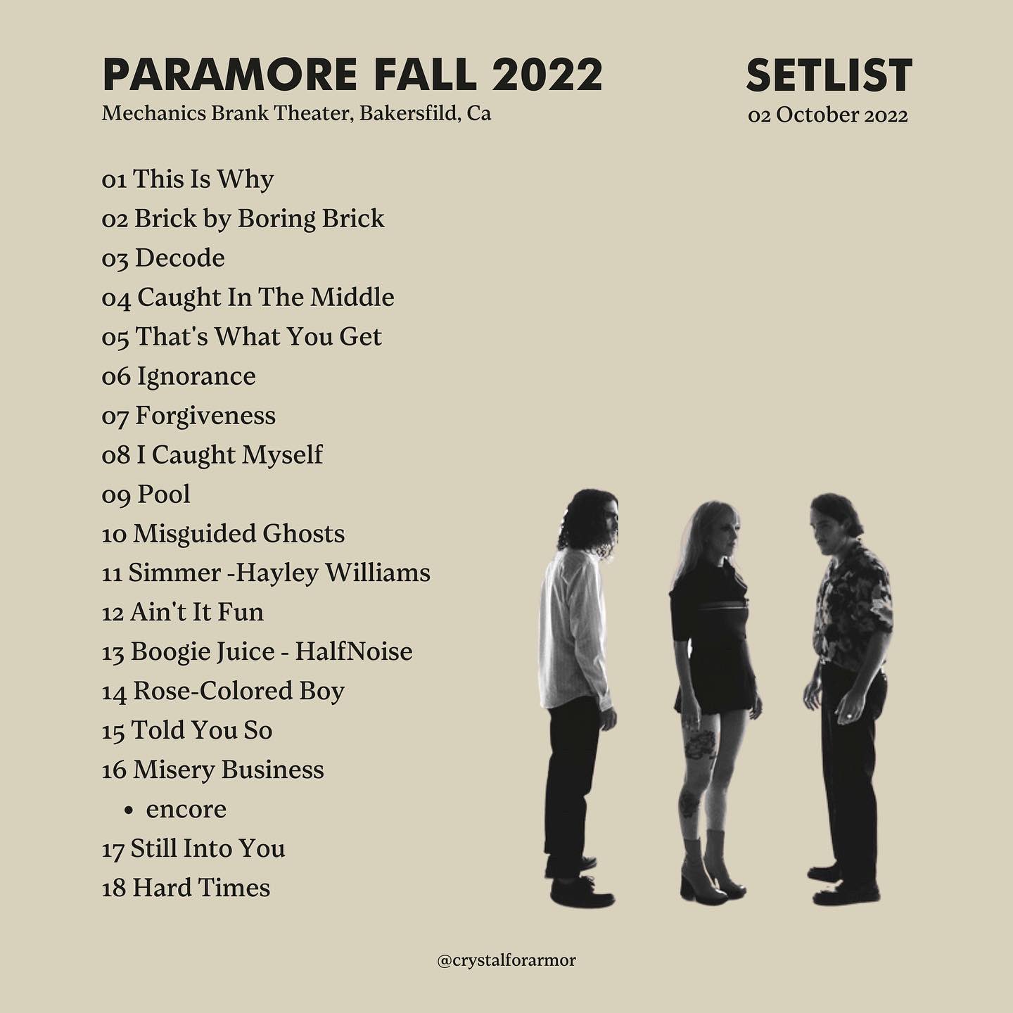 paramore setlist