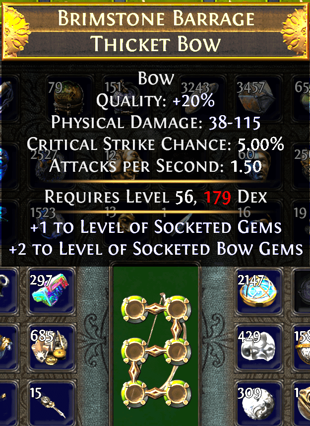 poe bow gems