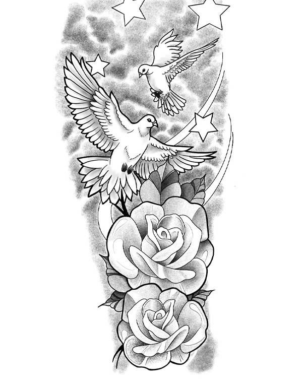 rose and dove tattoo designs