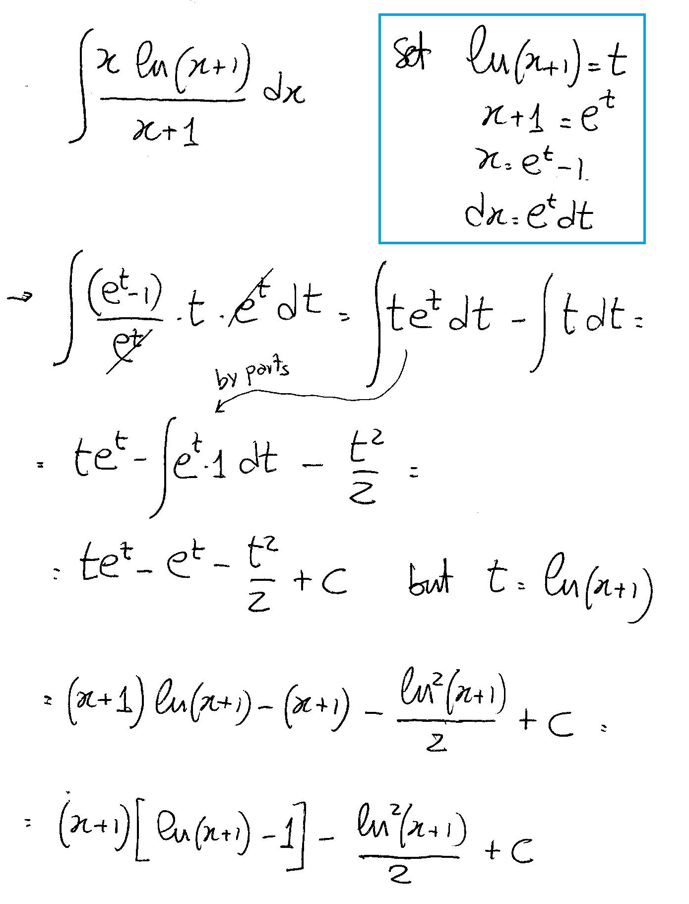 integrate 1 x ln x