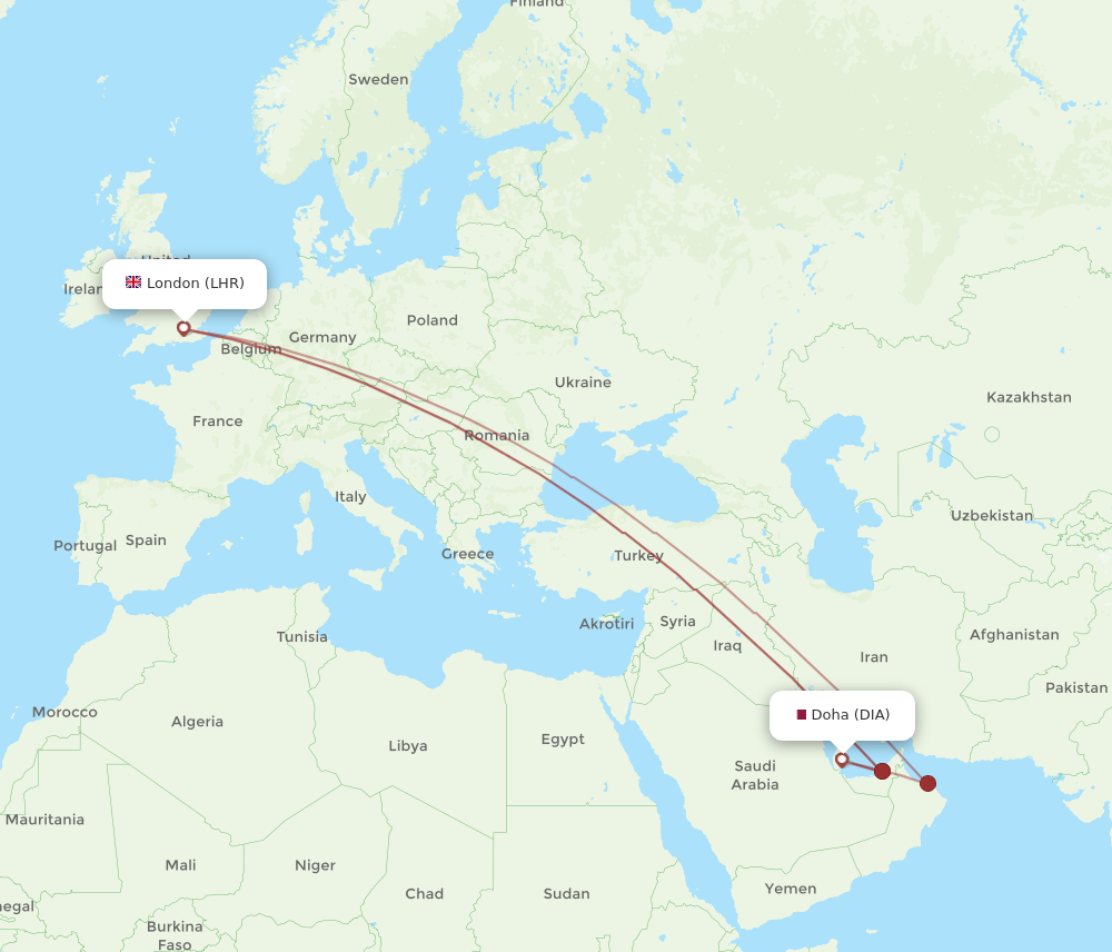 flight duration from doha to london