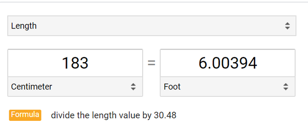 1.83 cm to ft