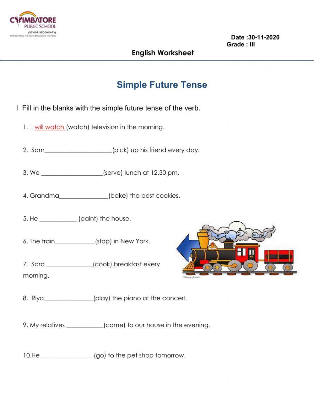 future tense live worksheet