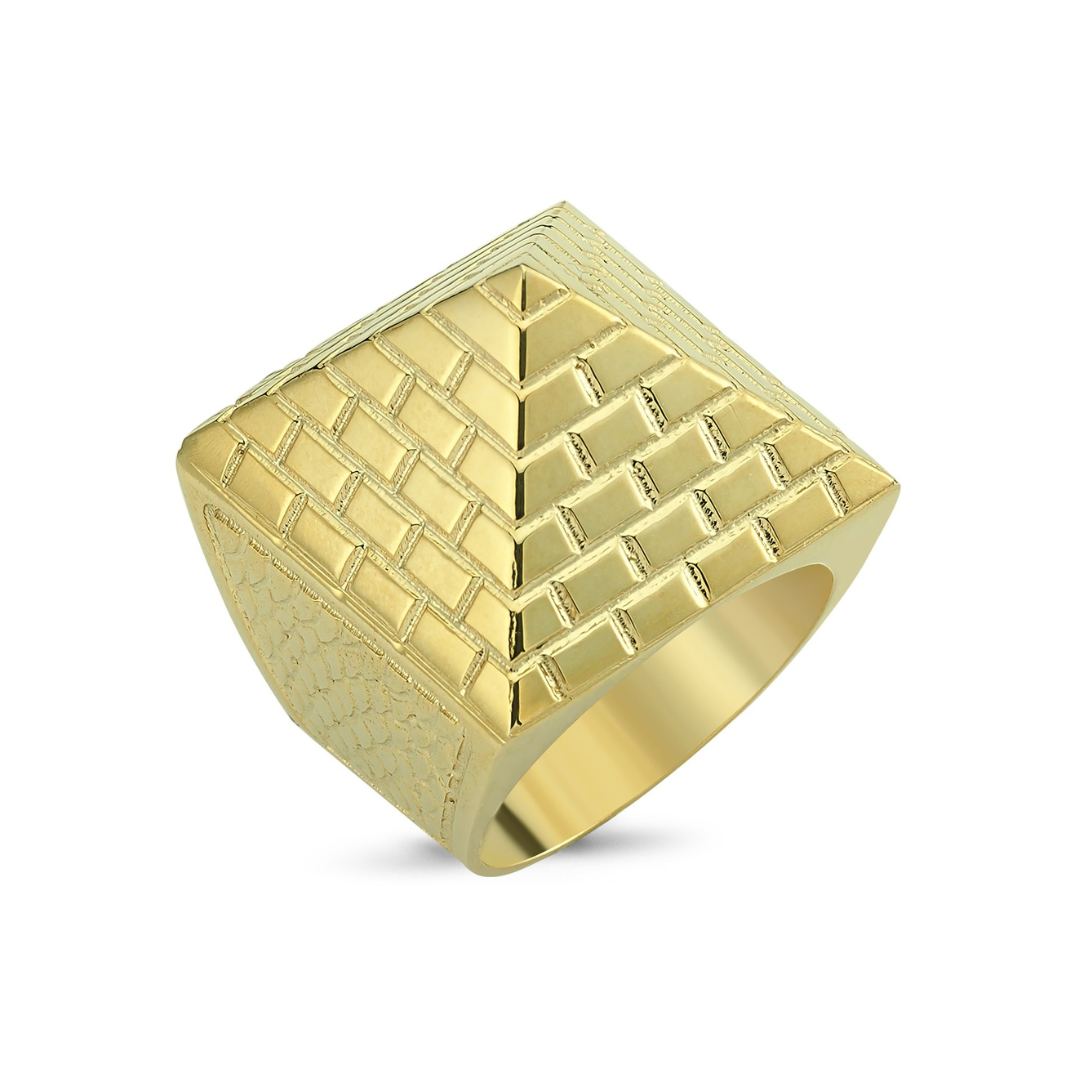 mens gold pyramid ring