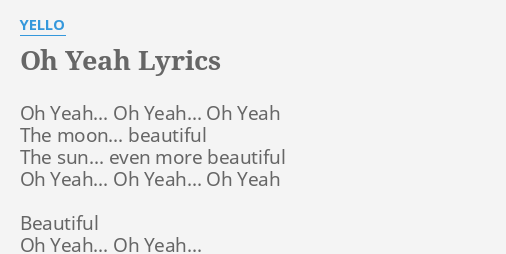 yello oh yeah lyrics