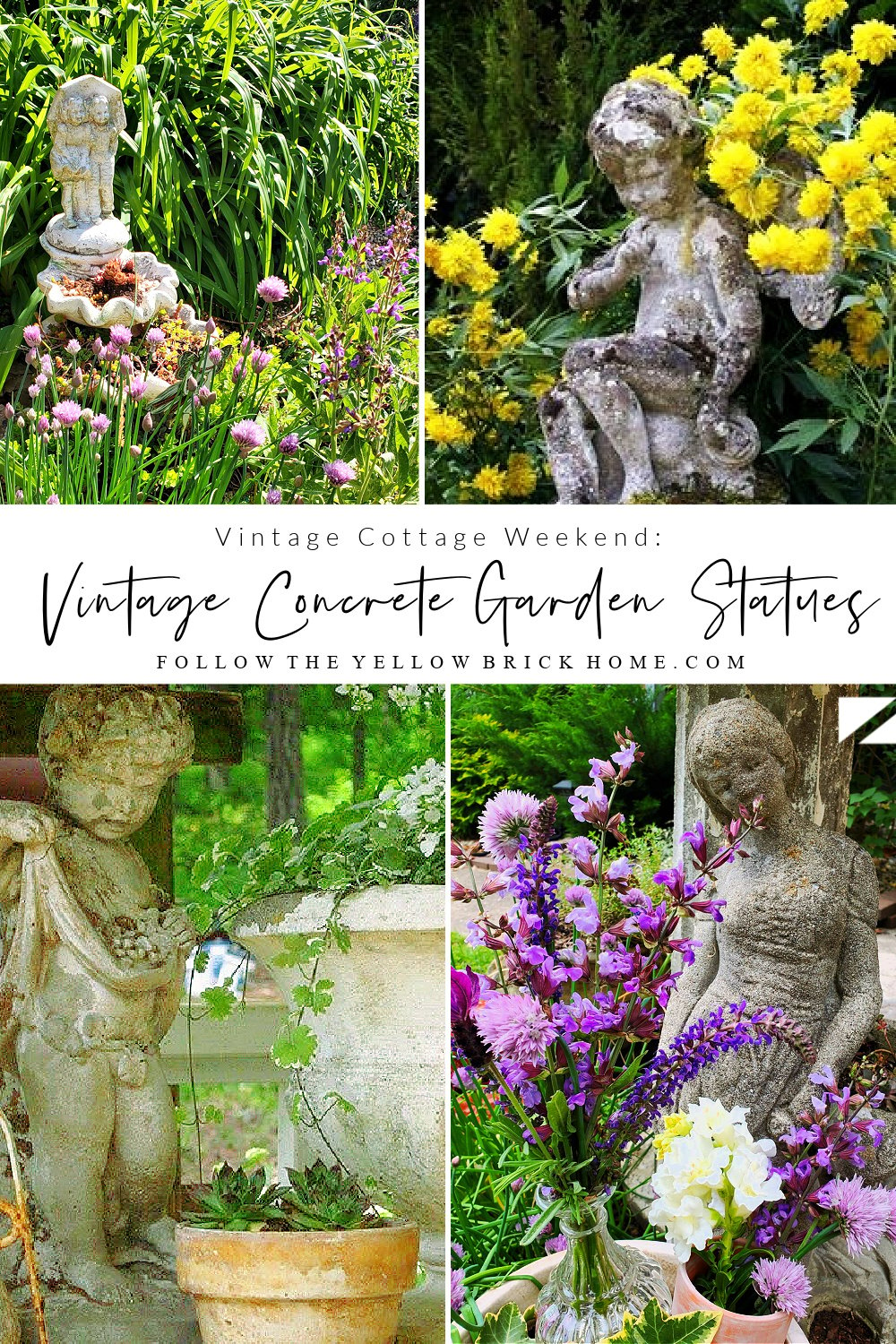 vintage cement garden statues