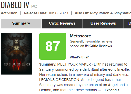 metacritic diablo 4