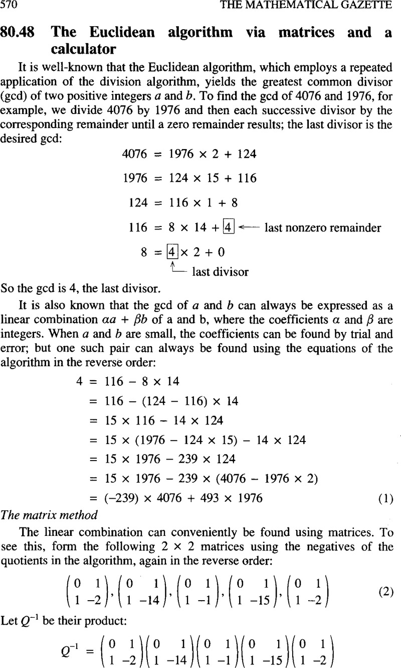 euclidean algorithm calculator